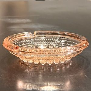 Vintage Pink Depression Round Glass Ashtray 5.5" Hobnail Glass